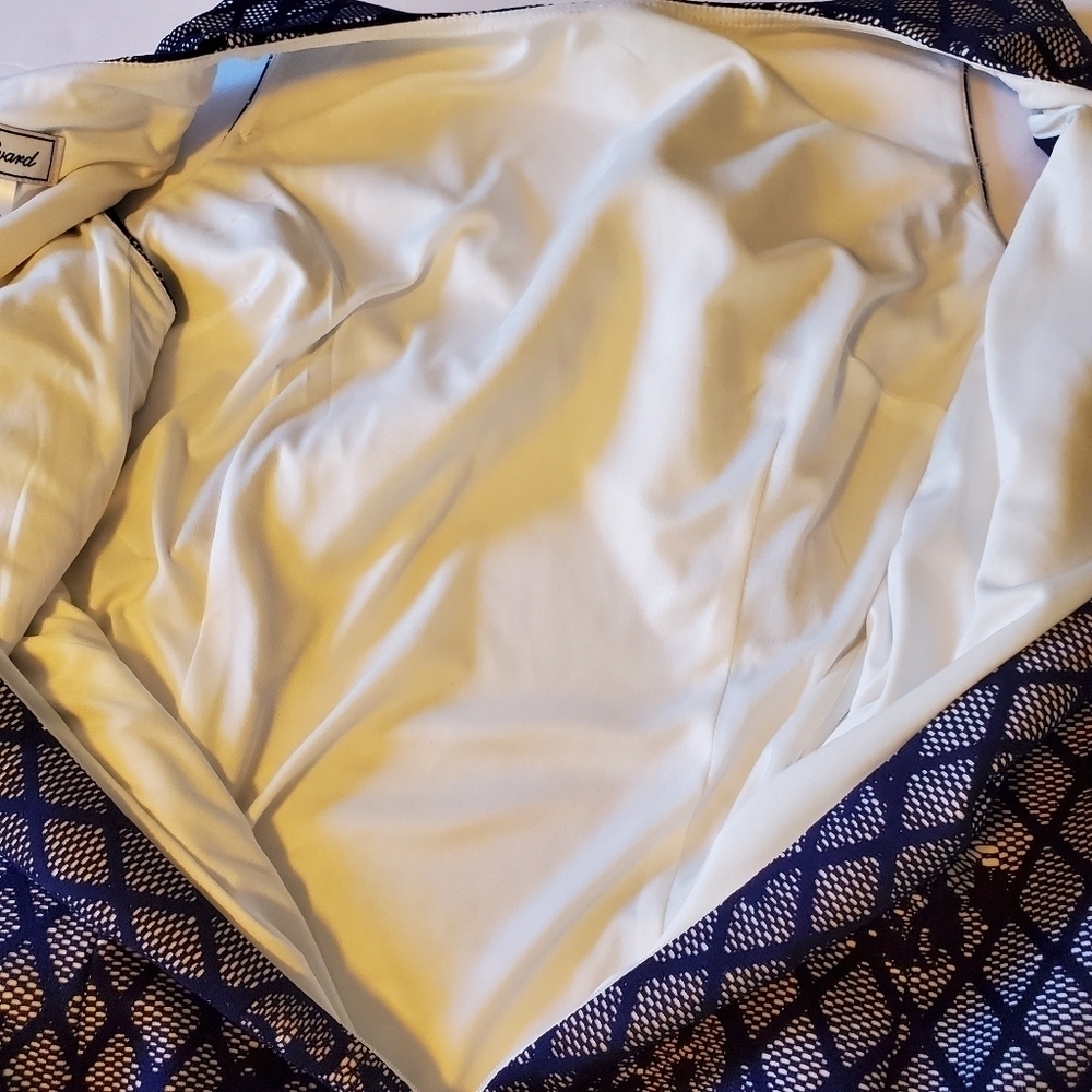 NWOT J Howard Sleevless White Dress with Blue Lace Overlay Sz16 - Picture 10 of 17
